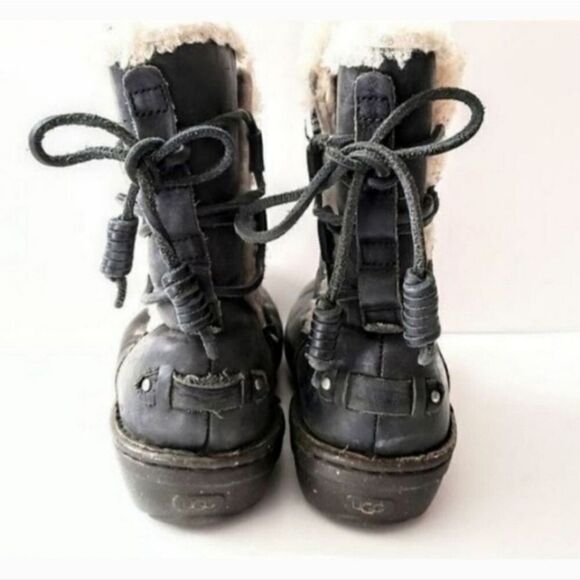 UGG Grey Akadia Back Lace-Up Waterproof Snow Boot Fleece Lined US Womens Size 6 - Picture 4 of 4
